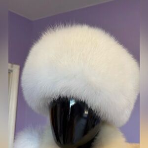 White Fur Russian-Style Trapper Hat Pom Pom
